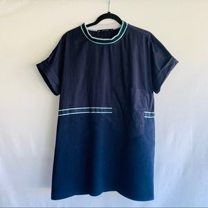 Zara Basic Navy Blue Shift Dress with Pockets